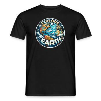 Explorez la Terre - Illustration de la Terre - T-shirt homme - noir - Devant - AI Model Male 178 light (178cm)