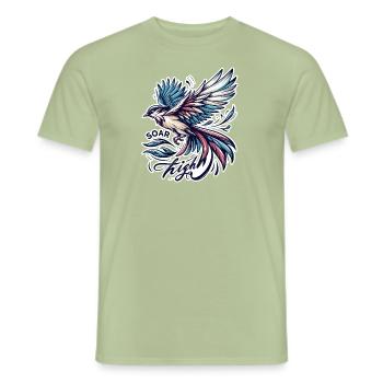 Soar High - Vogel Illustration - Männer T-Shirt - Sage - Vorne - AI Model Male 178 light (178cm)