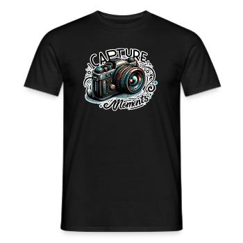 Capture Moments - Kamera Illustration - Männer T-Shirt - Schwarz - Vorne - AI Model Male 178 light (178cm)