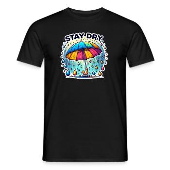Stay Dry - Umbrella Illustration - Men's T-Shirt - black - Front - AI Model Male 178 light (178cm)