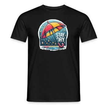 Stay Dry - Umbrella Illustration - Men's T-Shirt - black - Front - AI Model Male 178 light (178cm)