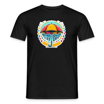 Stay Dry - Umbrella Illustration - Men's T-Shirt - black - Front - AI Model Male 178 light (178cm)