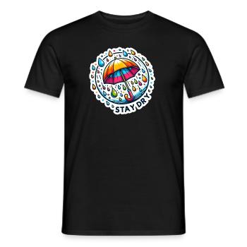 Stay Dry - Umbrella Illustration - Men's T-Shirt - black - Front - AI Model Male 178 light (178cm)