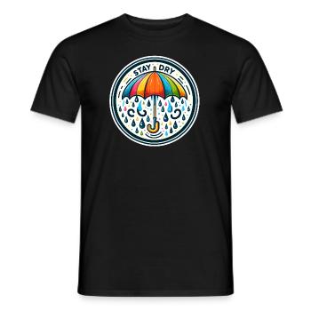 Stay Dry - Umbrella Illustration - Men's T-Shirt - black - Front - AI Model Male 178 light (178cm)