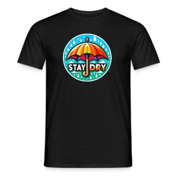 Stay Dry - Umbrella Illustration - Men's T-Shirt - black - Front - AI Model Male 178 light (178cm)