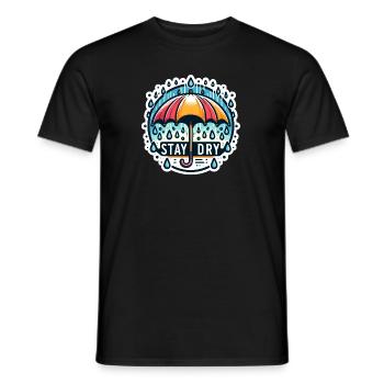 Stay Dry - Umbrella Illustration - Men's T-Shirt - black - Front - AI Model Male 178 light (178cm)