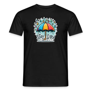 Stay Dry - Umbrella Illustration - Men's T-Shirt - black - Front - AI Model Male 178 light (178cm)