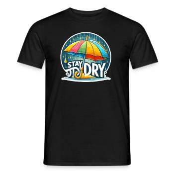Stay Dry - Umbrella Illustration - Men's T-Shirt - black - Front - AI Model Male 178 light (178cm)