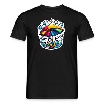 Stay Dry - Umbrella Illustration - Men's T-Shirt - black - Front - AI Model Male 178 light (178cm)