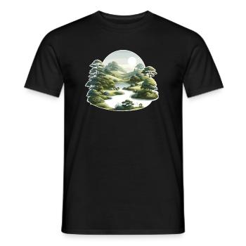Landscape - Illustration - Men's T-Shirt - black - Front - AI Model Male 178 light (178cm)