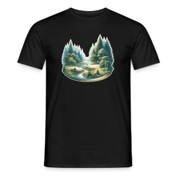 Landscape - Illustration - Men's T-Shirt - black - Front - AI Model Male 178 light (178cm)