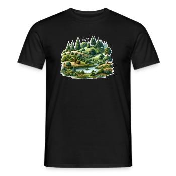 Landscape - Illustration - Men's T-Shirt - black - Front - AI Model Male 178 light (178cm)