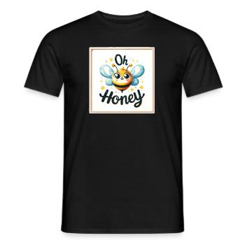 Oh Honey - Bees Illustration - Men's T-Shirt - black - Front - AI Model Male 178 light (178cm)