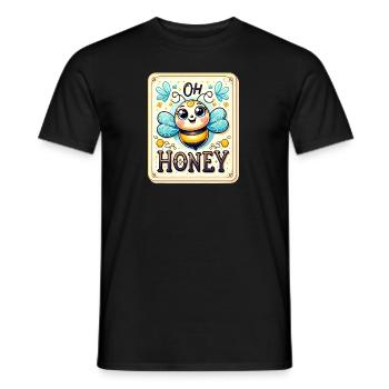 Oh Honey - Bees Illustration - Men's T-Shirt - black - Front - AI Model Male 178 light (178cm)