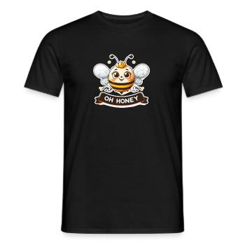 Oh Honey - Bees Illustration - Men's T-Shirt - black - Front - AI Model Male 178 light (178cm)