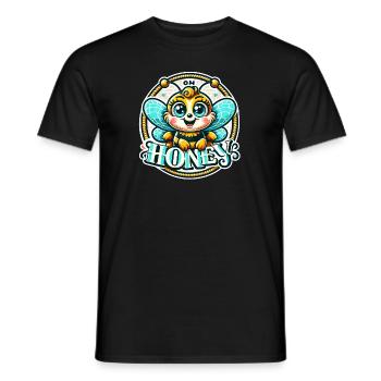 Oh Honey - Bees Illustration - Men's T-Shirt - black - Front - AI Model Male 178 light (178cm)