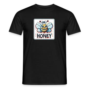 Oh Honey - Bees Illustration - Men's T-Shirt - black - Front - AI Model Male 178 light (178cm)