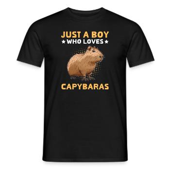 Just A Boy Who Loves Capybaras - Capybarasdesign - Men's T-Shirt - black - Front - AI Model Male 178 light (178cm)