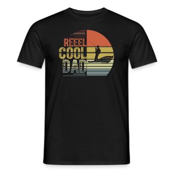 Reel Cool Papa Fischer Papa Vatertag - Männer T-Shirt - Schwarz - Vorne - AI Model Male 178 light (178cm)