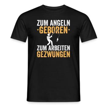 Born to fish, forced to work - Men's T-Shirt - black - Front - AI Model Male 178 light (178cm)