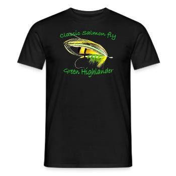 Green Highlander classic salmon fly - Men's T-Shirt - black - Front - AI Model Male 178 light (178cm)