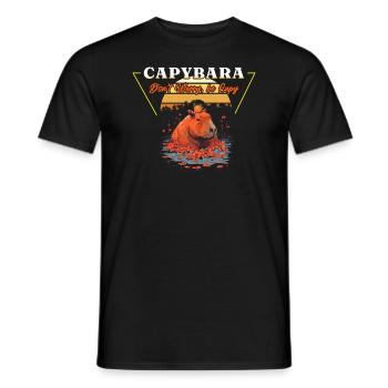 Capybara Retro Vintage 80s Vaporwave Aesthetic - Men's T-Shirt - black - Front - AI Model Male 178 light (178cm)