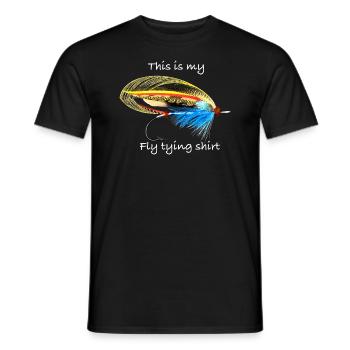 This is my fly tying shirt Blue Doctor - Men's T-Shirt - black - Front - AI Model Male 178 light (178cm)