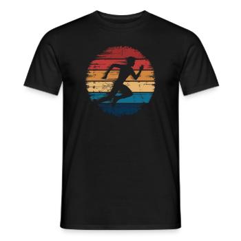 Runner Silhouette - Retro Vintage Sunset - Men's T-Shirt - black - Front - AI Model Male 178 light (178cm)