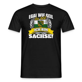 Sachse Sachsen Sächsin Sächsisch Geschenk - Männer T-Shirt - Schwarz - Vorne - AI Model Male 178 light (178cm)
