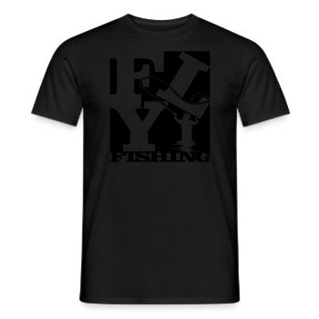 flyfishing Robert Indiana schwarz aussen - Men's T-Shirt - black - Front - AI Model Male 178 light (178cm)