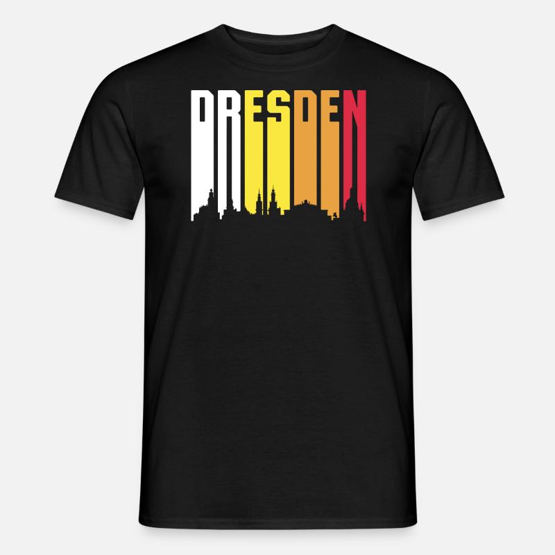 Retro Dresden Skyline Geschenk - Männer T-Shirt - Schwarz