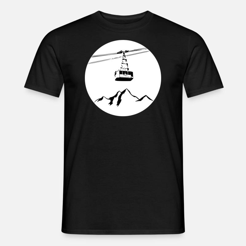 Berg mit Gondel schwarz - Männer T-Shirt - Schwarz