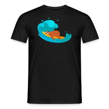 Lazy Sloth Surfing On Big Wave - Men's T-Shirt - black - Front - AI Model Male 178 light (178cm)
