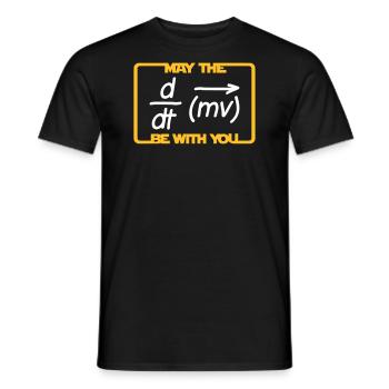 May the Force be with you - Humor - Lustig -Physik - Men's T-Shirt - black - Front - AI Model Male 178 light (178cm)