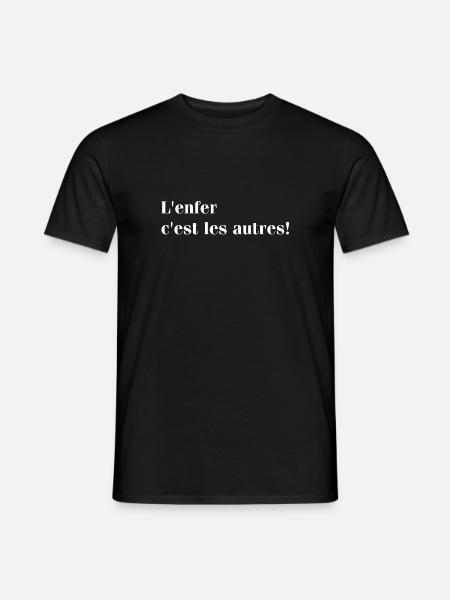 L'ENFER C'EST LES AUTRES PHILOSOPH QUOTE GIFT - Men's T-Shirt - black