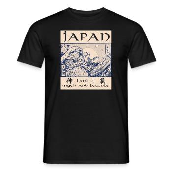 Japan History Demon Tsunami - Men's T-Shirt - black - Front - AI Model Male 178 light (178cm)