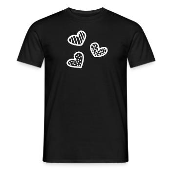 three hearts - Men's T-Shirt - black - Front - AI Model Male 178 light (178cm)