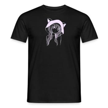 Manga Fille Anime - T-shirt homme - noir - Devant - AI Model Male 178 light (178cm)