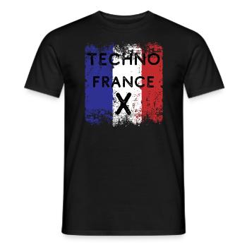 Techno France Hard Dark Acid Possession Frenchcore - Men's T-Shirt - black - Front - AI Model Male 178 light (178cm)