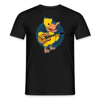Duck Playing Guitar - Men's T-Shirt - black - Front - AI Model Male 178 light (178cm)