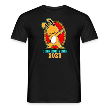 Chinese Year 2023 Rabbit Dabbing - Men's T-Shirt - black - Front - AI Model Male 178 light (178cm)