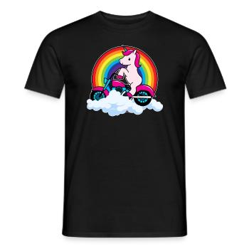Unicorn Riding Motorbike - Men's T-Shirt - black - Front - AI Model Male 178 light (178cm)