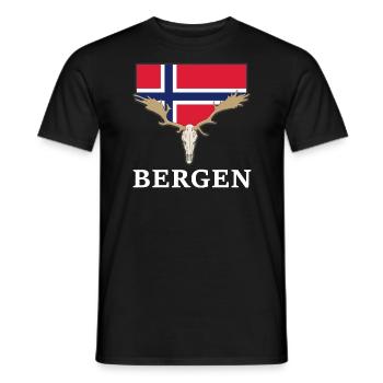 norway elk flag expedition mountains vacation - Men's T-Shirt - black - Front - AI Model Male 178 light (178cm)