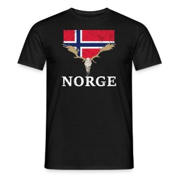 norway elk flag expedition oslo holiday - Men's T-Shirt - black - Front - AI Model Male 178 light (178cm)