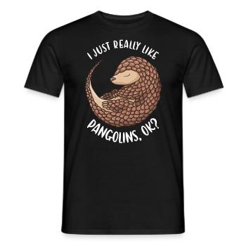 J’aime vraiment les pangolins ok? Pangolin - T-shirt homme - noir - Devant - AI Model Male 178 light (178cm)