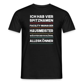 Ich habe vier Spitznamen Hausmeister Shirt design - Männer T-Shirt - Schwarz - Vorne - AI Model Male 178 light (178cm)