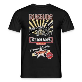Duisburg Germany City Skyline Vintage Retro - Men's T-Shirt - black - Front - AI Model Male 178 light (178cm)