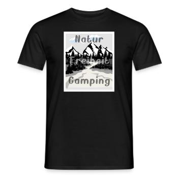 Natur Freiheit Camping - Männer T-Shirt - Schwarz - Vorne - AI Model Male 178 light (178cm)