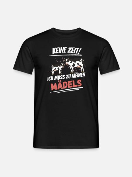 Keine Zeit ich muss zu meinen Mädels Lustiges Kuh - Männer T-Shirt - Schwarz