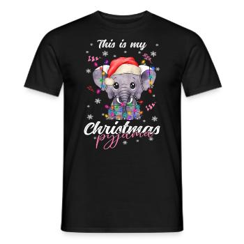 lustig Elefant Weihnachten Weihnachtsschlafanzug - Männer T-Shirt - Schwarz - Vorne - AI Model Male 178 light (178cm)
